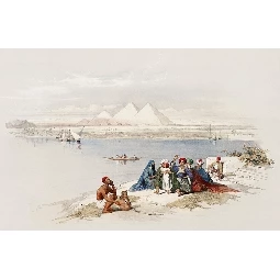 3d Manzara Nil Kıyısıdan Giza Piramitleri