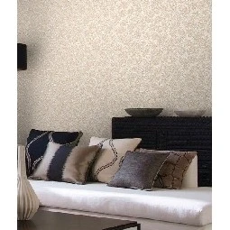 Murella Canova (italyan) Kabartma Doku Vizon Zemin Üstünde Krem Yaprak Desenli M2059 Duvar Kağıdı 7 M²