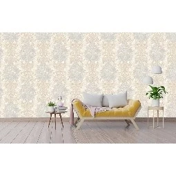 Adawall Seven Beyaz Açık Bej Çiçek Figürlü Rokoko Damask Desenli 7805-1 Duvar Kağıdı 16.50 M²