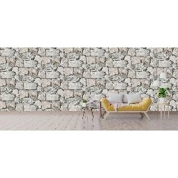 Ugepa (fransız) Roll İn Stones 3 Boyutlu Gri Yığma Taş Desenli J95509 Duvar Kağıdı 5 M²