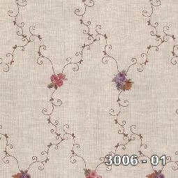 Decowall Armani Krem Kahve Mor Pembe Yeşil Çiçek Desenli 3006-01 Duvar Kağıdı 16.50 M²