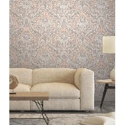 Murella Canova (italyan) Kabartma Doku Gri Kahve Krem Motifli Damask Desenli M2069 Duvar Kağıdı 7 M²