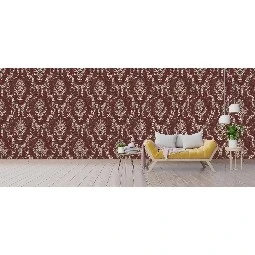 Decowall Retro Bordo Kahve Damask Desenli 5001-02 Duvar Kağıdı 16.50 M²