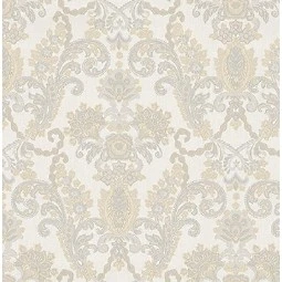 Adawall Rumi Beyaz Gri Süslemeli Damask Desenli 6804-1 Duvar Kağıdı 10.60 M²