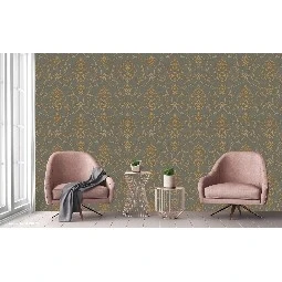 Adawall Rumi Koyu Gri Süsleme Motifli Damask Desenli 6806-5 Duvar Kağıdı 10.60 M²