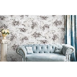 Decowall Odessa Krem Eskitme Üzerine Kahverengi Damask Desenli 2503-03 Duvar Kağıdı 16,50 M2