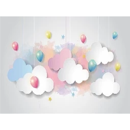 3d Manzara Renkli Balonlar Ve Bulutlar