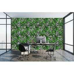 Gmz 3D Elemental Yeşil Siyah Beyaz 3 Boyutlu Tropikal Yaprak Desenli 42021-1 Duvar Kağıdı 16.50 M²