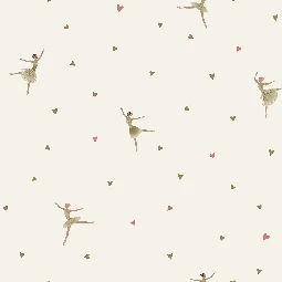 Duka Kids Collection Beyaz Zemin Üstünde Pembe Yeşil Balerinler Ve Kalp Desenli 15171-2 Duvar Kağıdı 16.20 M²