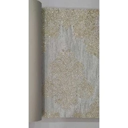 Maxwall Cappadocia Krem Zemin Üstüne Motifli Sarı Simli Damask Desenli 52-002 Duvar Kağıdı 16.50 M²