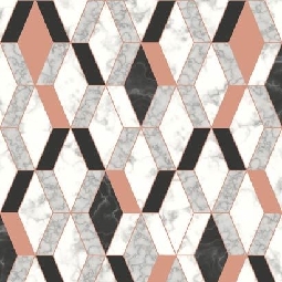 Ugepa (fransız) Hexagone 3 Boyutlu Beyaz Oranj Geometrik Fayans Desenli L63805 Duvar Kağıdı 5 M²