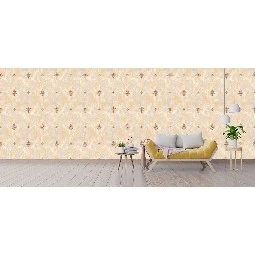 Bella Wallcoverings Sarı Gri Zemin Kahve Damask Desenli YG31202 Duvar Kağıdı 16.50 M²