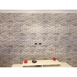 Zümrüt Kahve Gri 3 Boyutlu Taş Tuğla Desenli 9020 Duvar Kağıdı 5 M²