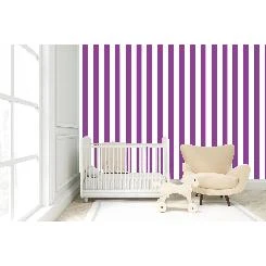 Milky Baby Beyaz Mor Çizgi Desenli Bebek Odası 430-6 Duvar Kağıdı