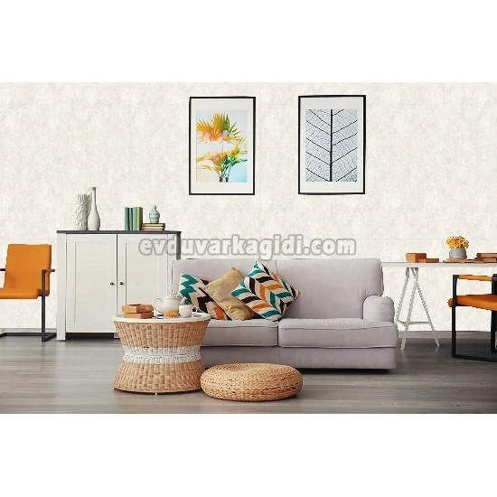 Bella Wallcoverings Gri Krem Düz Desenli YG31901 Duvar Kağıdı 16.50 M²