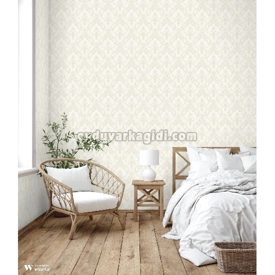 Adawall Dante Krem Damask Desenli 1403-1 Duvar Kağıdı 10.60 M²