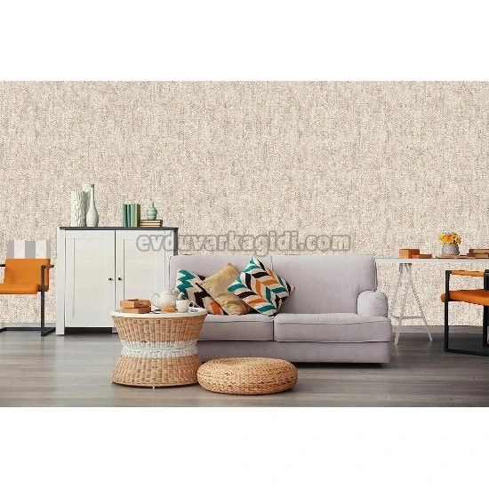 Decowall Retro Krem Sarı Düz Kumaş Desenli 5011-01 Duvar Kağıdı 16.50 M²