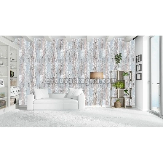 Bella Wallcoverings Gri Kahve Mavi Eskitme Desenli YG30605 Duvar Kağıdı 16.50 M²