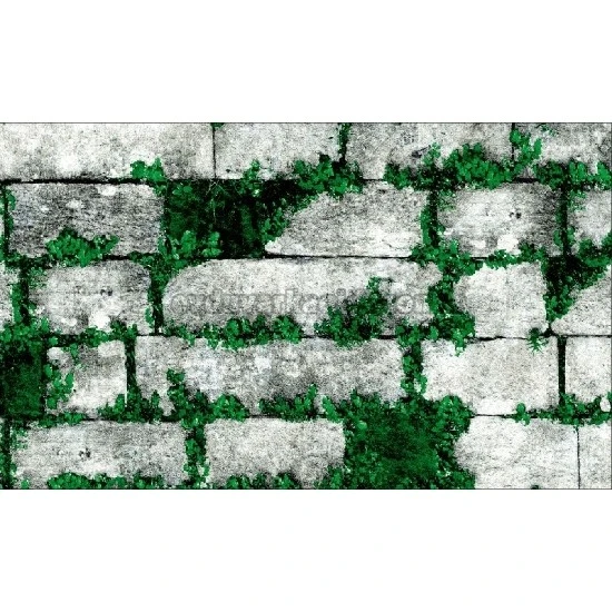 Gmz 3D Elemental Yeşil Gri 3 Boyutlu Yosunlu Tuğla Desenli 42005-1 Duvar Kağıdı 16.50 M²