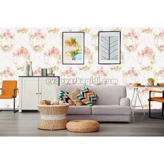 Bella Wallcoverings Krem Pembe Çicek Gül Desenli RS30301 Duvar Kağıdı 16.50 M²