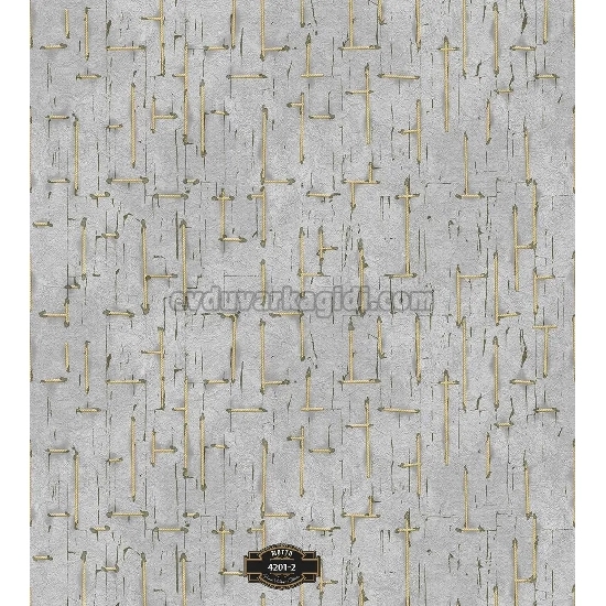 Gmz Motto Açık Gri Gold Modern Geometrik Çizgi Desenli 4201-2 Duvar Kağıdı 16.50 M²