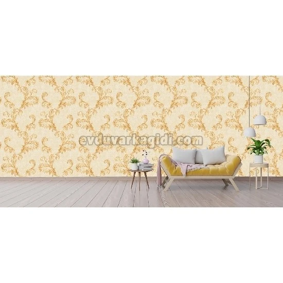 Ottoman Wallcoverings Pudra Zemin Gold Yaprak Desenli A0051 Duvar Kağıdı 16.50 M²