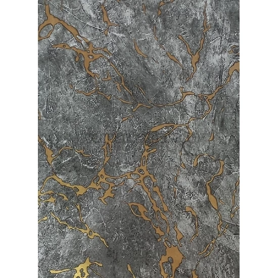 Golden Black Gri Zemin Üstünde Gold Damarlı Mermer Desenli 41623 Duvar Kağıdı 16.10 M²
