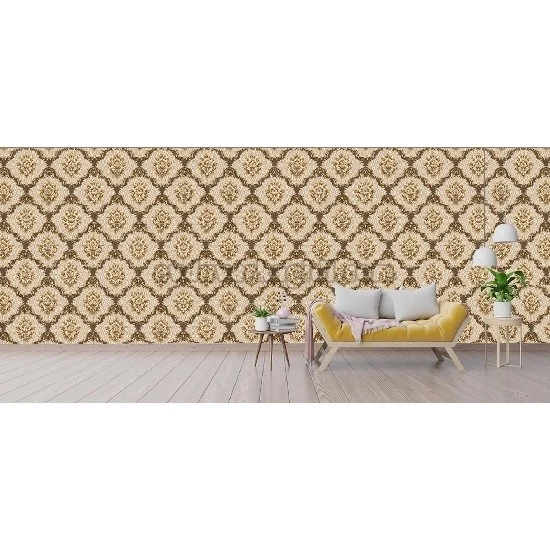 Duka Sawoy Kahverengi Gold Damask Desenli 17140-3 Duvar Kağıdı 10.00 M²