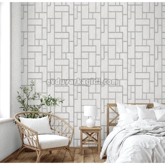 Adawall Roka Açık Gri Geometrik Desenli 23108-1 Duvar Kağıdı 16.50 M²