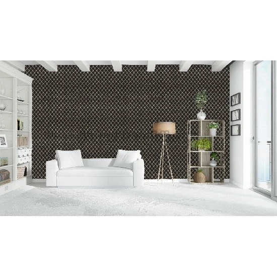 Decowall Armani Siyah Gold Retro Geometrik Baklava Desenli 3009-02 Duvar Kağıdı 16.50 M²