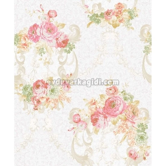 Bella Wallcoverings Krem Pembe Çicek Gül Desenli RS30301 Duvar Kağıdı 16.50 M²