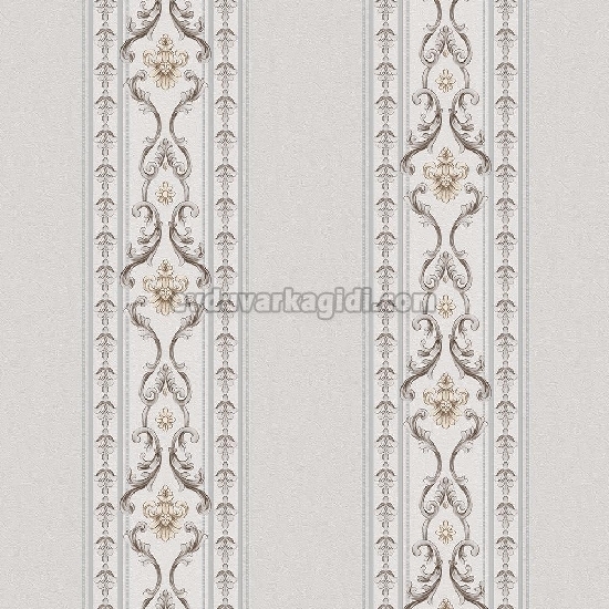 Duka Sawoy Gri Beyaz Gümüş Çizgili Klasik Desenli 17160-1 Duvar Kağıdı 10.00 M²