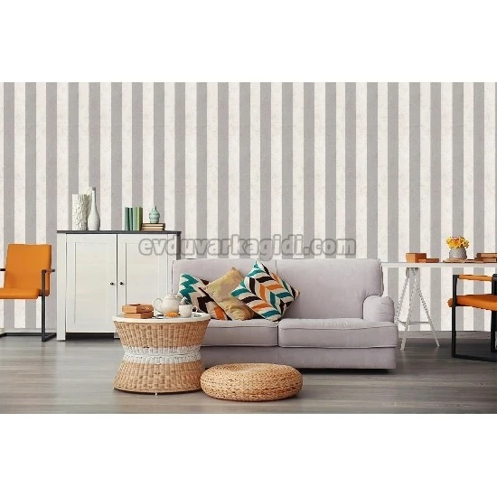 Decowall Retro Beyaz Gri Modern Çizgi Desenli 5002-05 Duvar Kağıdı 16.50 M²