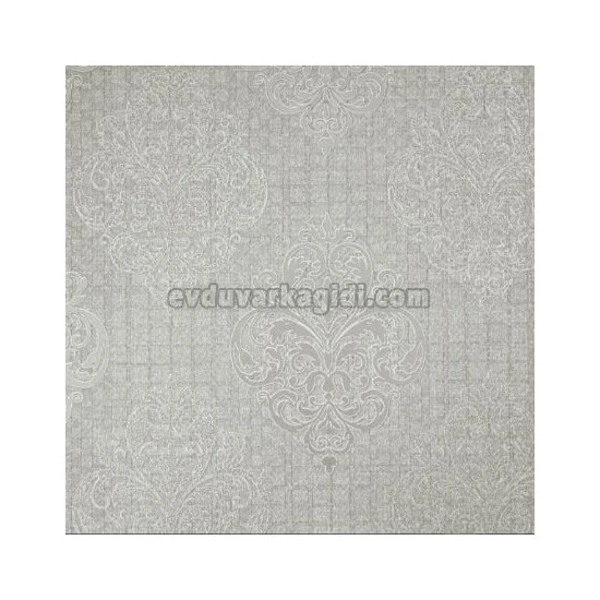 Golden Flamingo Geometrik Zemin Üstüne Gümüş Damask Desenli 17211 Duvar Kağıdı 5 M²