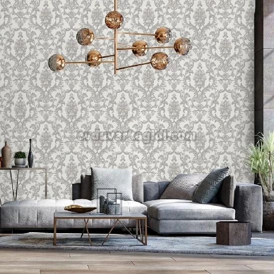 Adawall Dante Gri Klasik Damask Desenli 1407-3 Duvar Kağıdı 10.60 M²