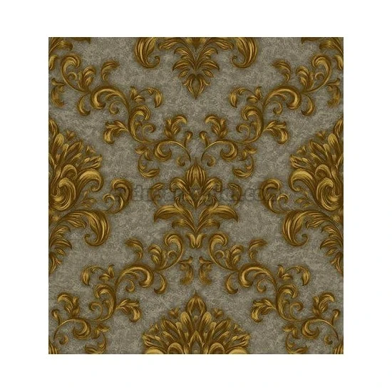 Ottoman Wallcoverings Gri Zemin Bakır Motifler Damask Desenli C035 Duvar Kağıdı 16.50 M²