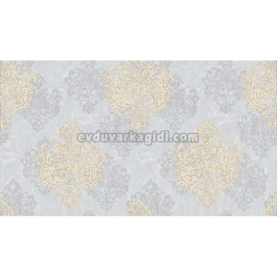 Gmz Vav Collection Gri Mumışığı Damask Desenli 42300-5 Duvar Kağıdı 16.50 M²