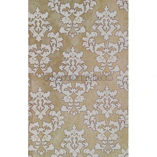 Golden Black Gold Zemin Üstüne Beyaz Motifli Damask Desenli 41293 Duvar Kağıdı 16.10 M²