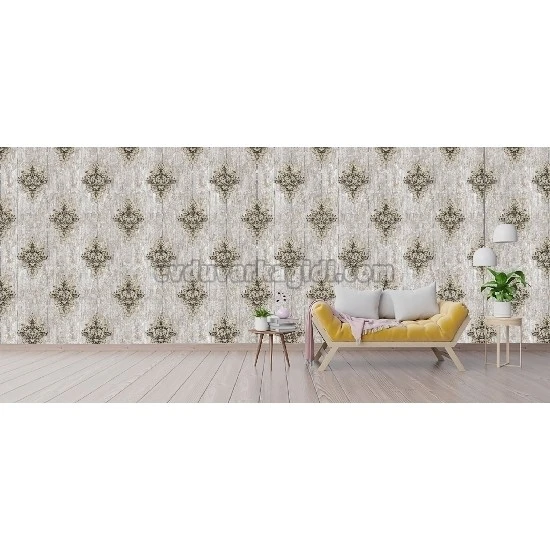 Bella Wallcoverings Gri Kahve Damask Desenli RS75133 Duvar Kağıdı 16.50 M²