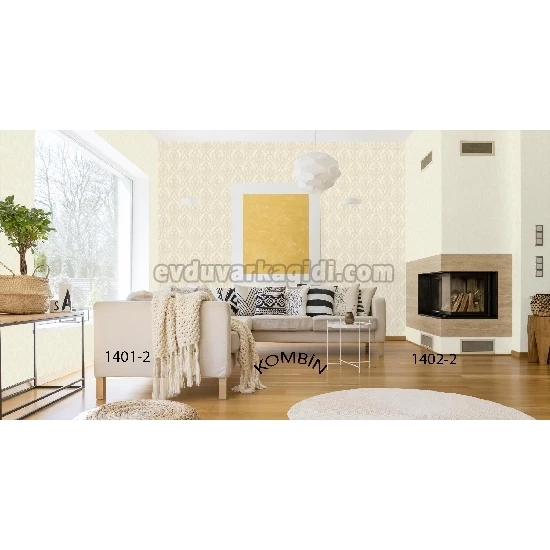 Adawall Dante Açık Krem Damask Desenli 1401-2 Duvar Kağıdı 10.60 M²