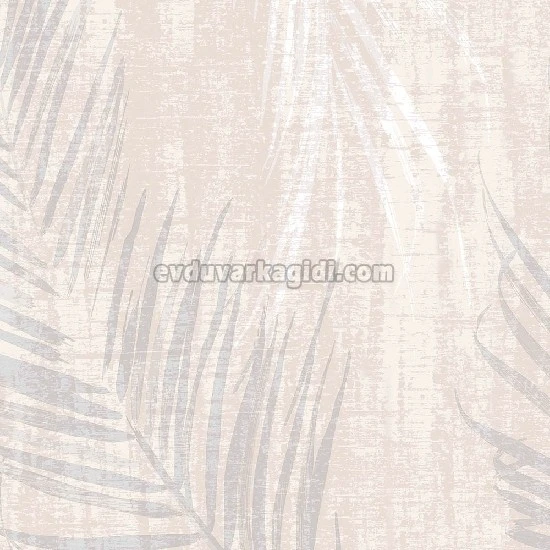 Duka By Hakan Akkaya Kırık Beyaz Zemin Açık Gri Pembe Palmiye Yaprak Desenli 20194-3 Duvar Kağıdı 10.60 M²