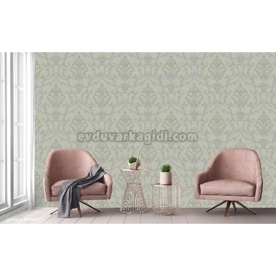 Adawall Rumi Gri Süsleme Motifli Damask Desenli 6806-2 Duvar Kağıdı 10.60 M²