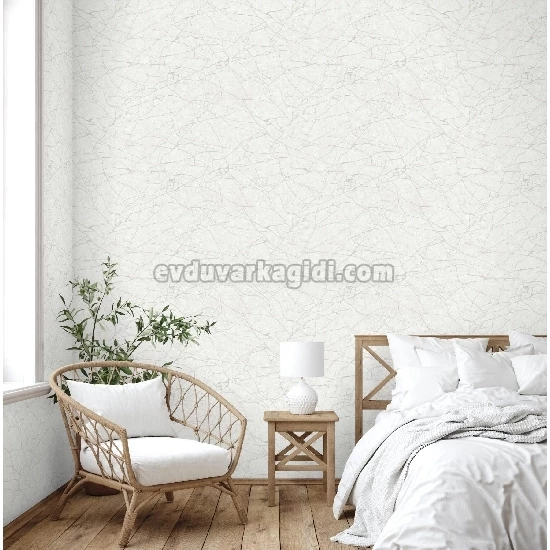 Adawall Roka Beyaz Gümüş Asimetrik Çizgi Desenli 23107-1 Duvar Kağıdı 16.50 M²