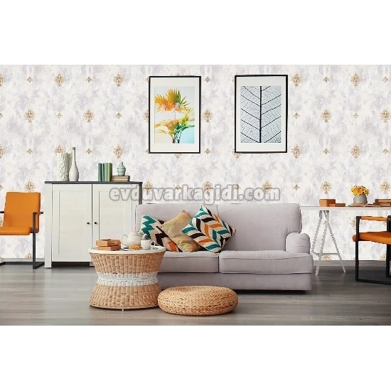 Bella Wallcoverings Gri Zemin Kahve Damask Desenli YG31201 Duvar Kağıdı 16.50 M²