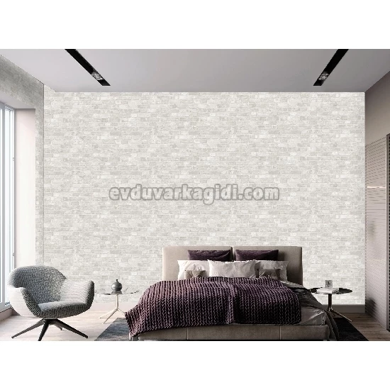 Adawall Roka 3d Açık Gri Eskitme Tuğla Taş Desenli 23104-1 Duvar Kağıdı 16.50 M²