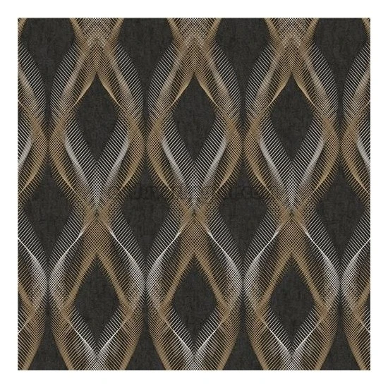 Duka Lifestyle Siyah Zemin Üstüne Kırık Beyaz Ve Gold Geometrik Desen 23940-4 Duvar Kağıdı 10.60 M²