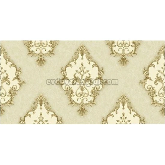 Ottoman Wallcoverings Krem Gold Osmanlı Tuğrası Damask Desenli A082 Duvar Kağıdı 16.50 M²