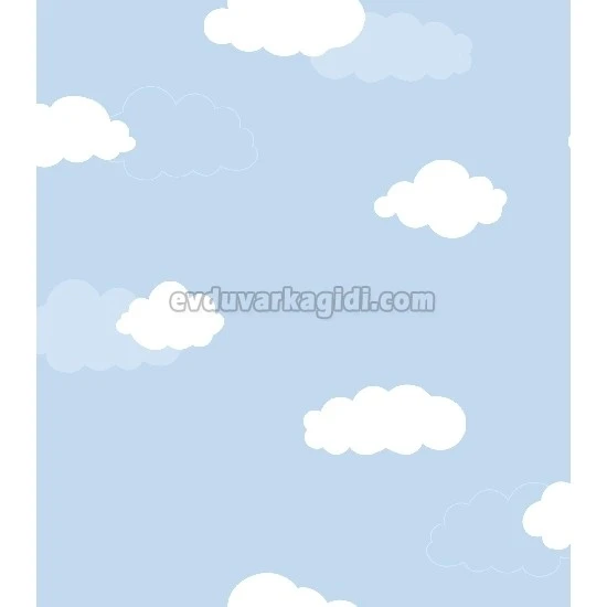 Milky Baby Mavi Beyaz Gökyüzü Bulut Desenli Bebek Odası 405-2 Duvar Kağıdı