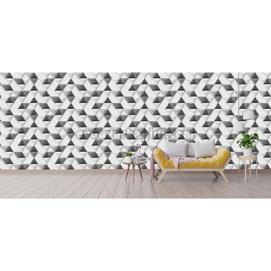 Ugepa (fransız) Hexagone 3 Boyutlu Beyaz Gri Geometrik Desenli L57509 Duvar Kağıdı 5 M²
