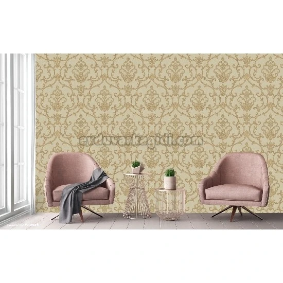 Adawall Rumi Bej Süsleme Motifli Damask Desenli 6806-3 Duvar Kağıdı 10.60 M²